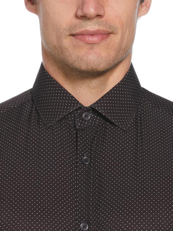 Perry Ellis Slim Fit Total Stretch Dot Dress Shirt Black