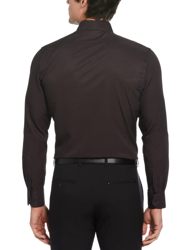 Perry Ellis Slim Fit Total Stretch Dot Dress Shirt Black
