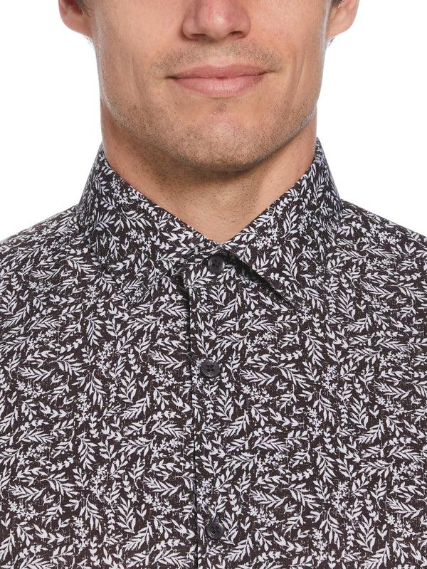Perry Ellis Slim Fit Total Stretch Flower Print Dress Shirt Black