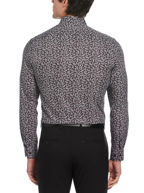 Perry Ellis Slim Fit Total Stretch Flower Print Dress Shirt Black