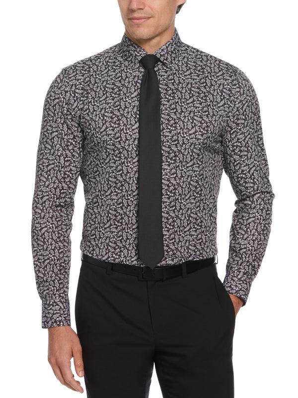 perry ellis Slim Fit Total Stretch Flower Print Dress Shirt Black