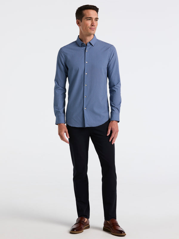 Perry Ellis Slim Fit Total Stretch Geo Print Shirt Coronet Blue