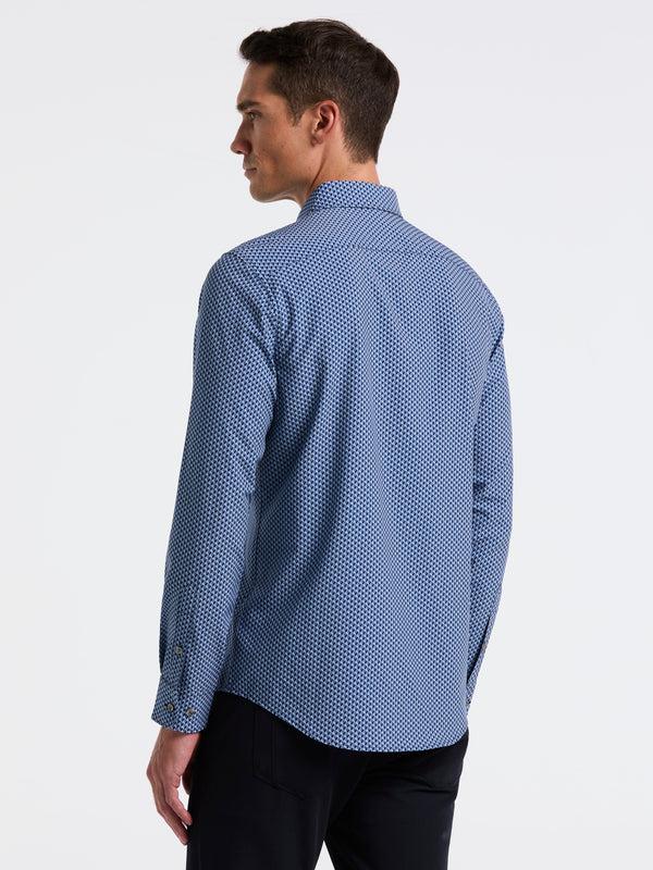 Perry Ellis Slim Fit Total Stretch Geo Print Shirt Coronet Blue