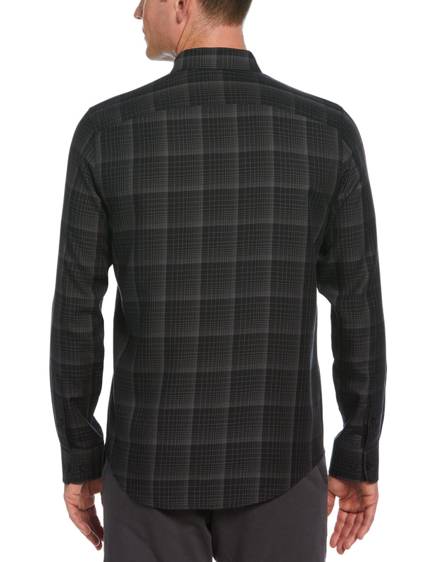 Perry Ellis Slim Fit Total Stretch Plaid Print Shirt Night Owl