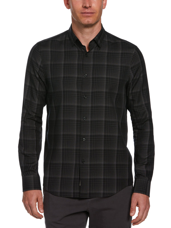 perry ellis Slim Fit Total Stretch Plaid Print Shirt Night Owl