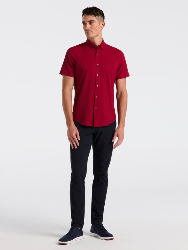 Perry Ellis Slim Fit Total Stretch Solid Shirt Rumba Red