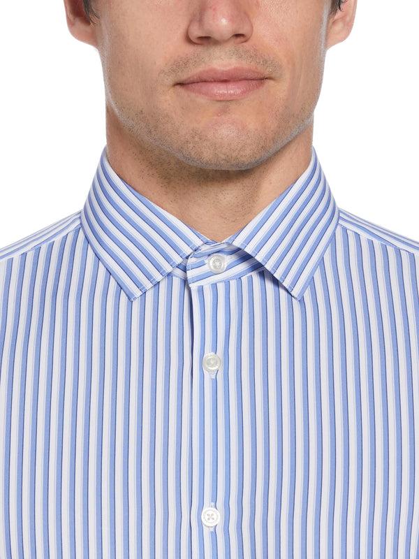 Perry Ellis Slim Fit Total Stretch Striped Print Dress Shirt New Blue