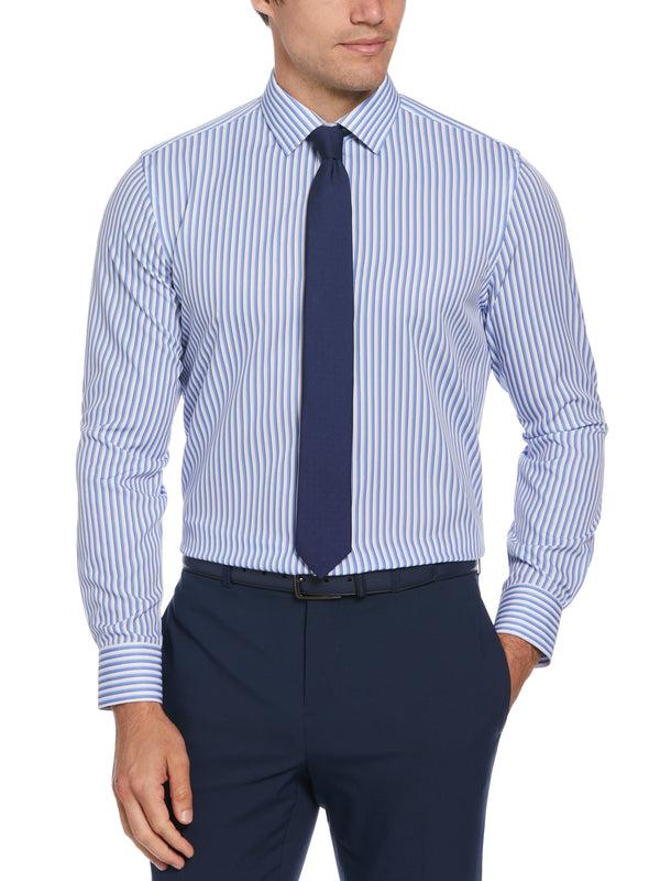 perry ellis Slim Fit Total Stretch Striped Print Dress Shirt New Blue