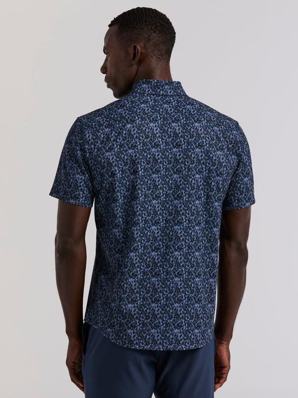 Perry Ellis Slim Fit Watercolor Print Shirt Dark Sapphire