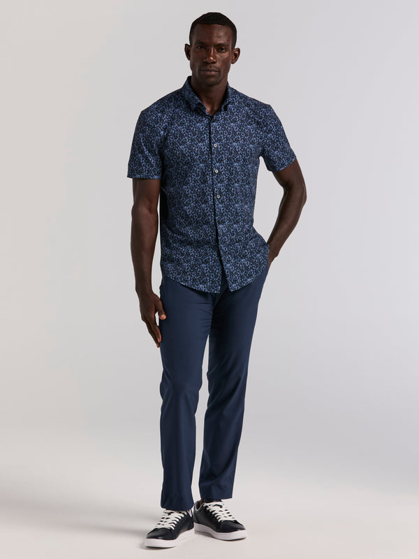 Perry Ellis Slim Fit Watercolor Print Shirt Dark Sapphire