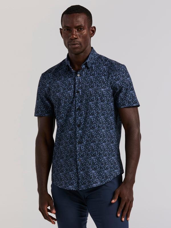 perry ellis Slim Fit Watercolor Print Shirt Dark Sapphire