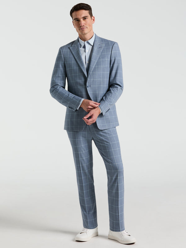perry ellis Slim Fit Windowpane Pattern Suit Jacket Blue