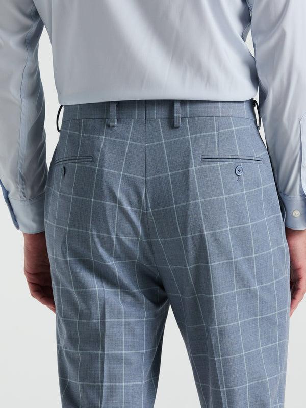 Perry Ellis Slim Fit Windowpane Pattern Suit Pant Blue