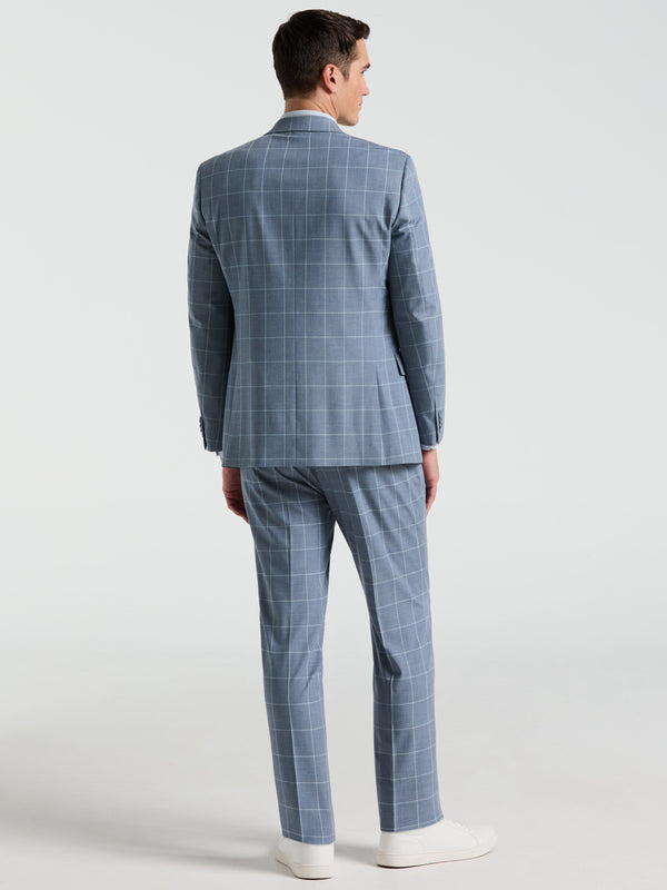 Perry Ellis Slim Fit Windowpane Pattern Suit Pant Blue