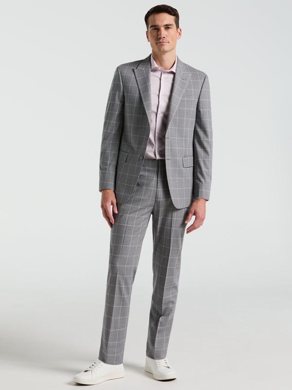 perry ellis Slim Fit Windowpane Pattern Suit Pant Grey/Pink
