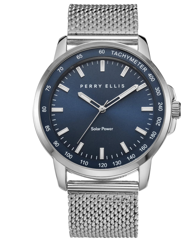 perry ellis Solar Powered Silver Stainless Steel Watch Silver