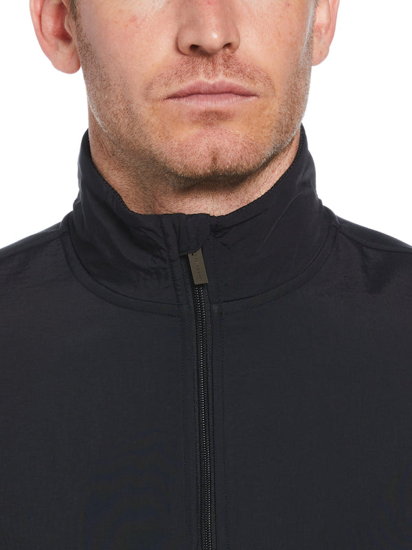 Perry Ellis Solid Stretch Full-Zip Fleece Jacket Black