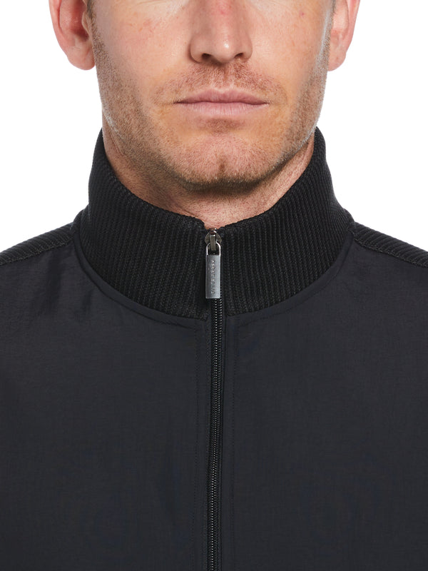 Perry Ellis Solid Stretch Full-Zip Fleece Vest Black