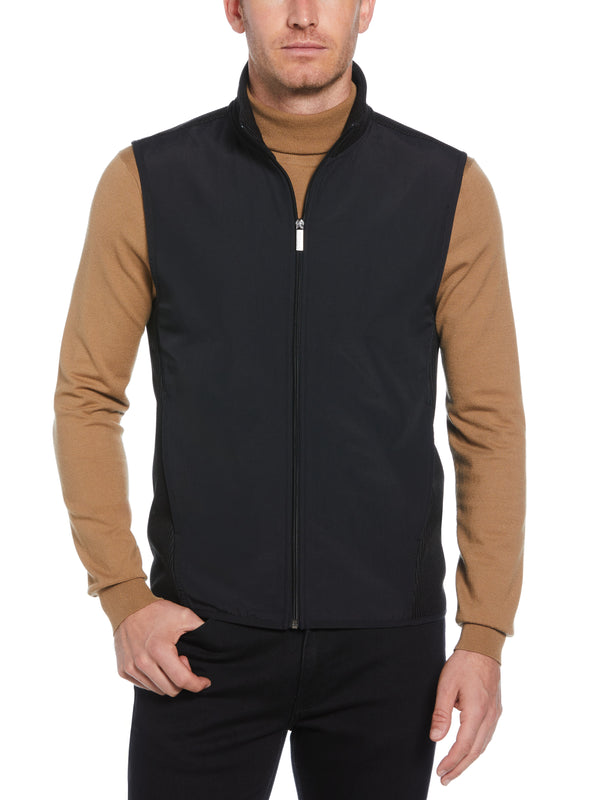 perry ellis Solid Stretch Full-Zip Fleece Vest Black