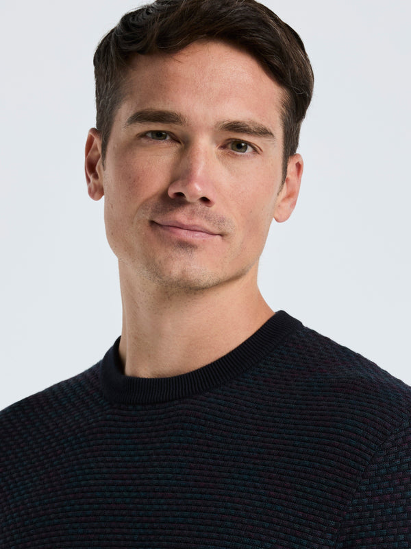 Perry Ellis Space Dye Texture Crew Neck Sweater Dark Sapphire