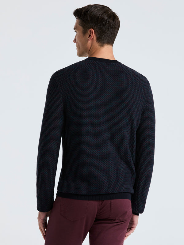 Perry Ellis Space Dye Texture Crew Neck Sweater Dark Sapphire