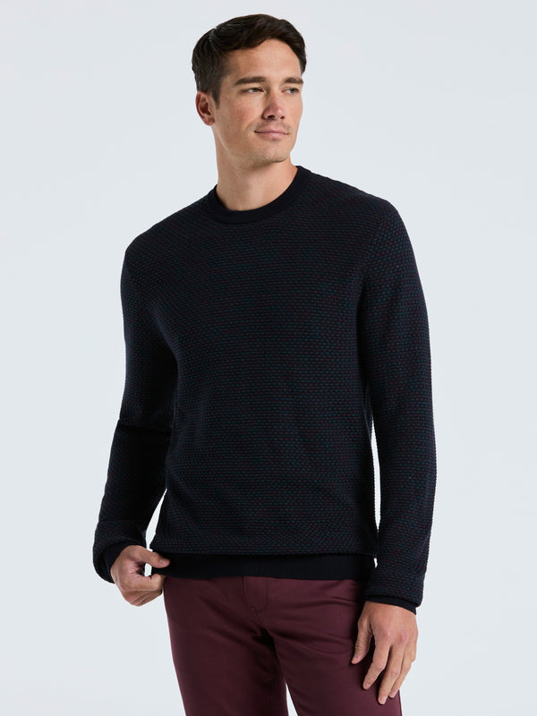 perry ellis Space Dye Texture Crew Neck Sweater Dark Sapphire