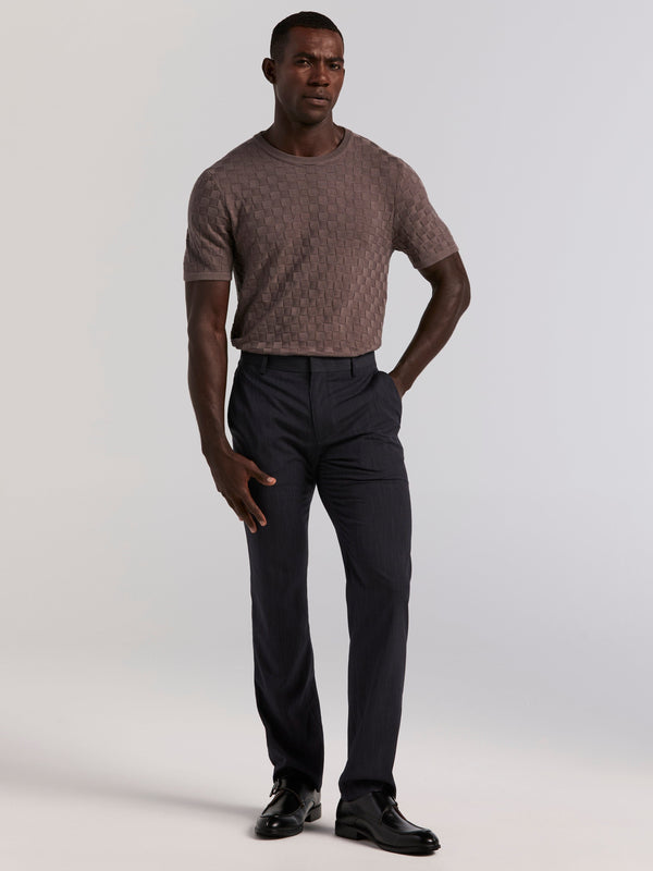 Perry Ellis Square Pattern Crew Neck Sweater Tee Granite Gray