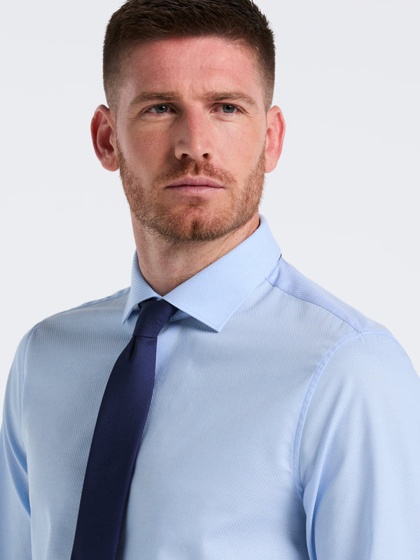 Perry Ellis Stretch Micro Geo Print Dress Shirt Blue