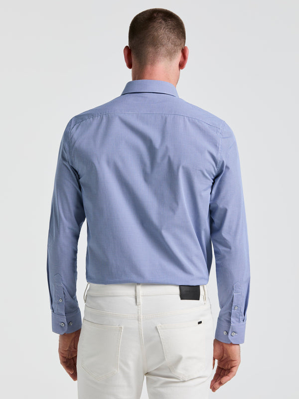 Perry Ellis Stretch Micro Gingham Dress Shirt Denim