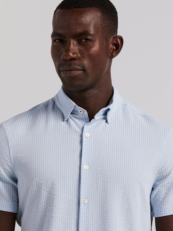 Perry Ellis Stretch Seersucker Slim Fit Shirt Kentucky Blue