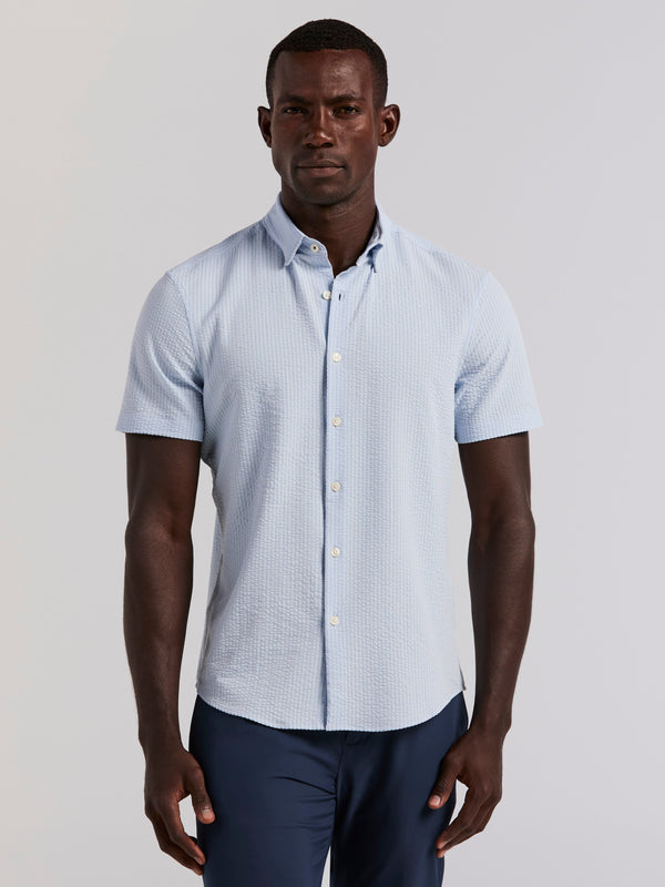 perry ellis Stretch Seersucker Slim Fit Shirt Kentucky Blue