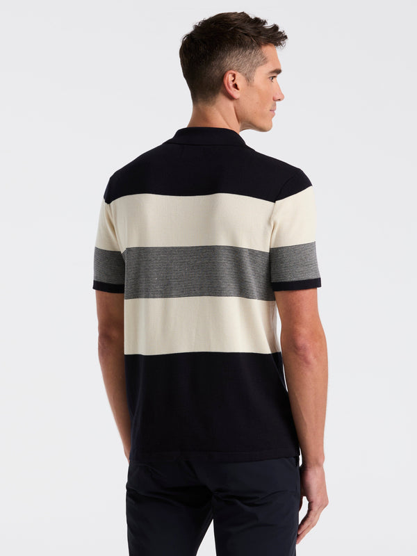 Perry Ellis Stripe Button Front Sweater Shirt Dark Sapphire