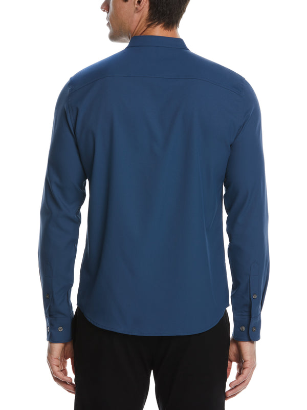 Perry Ellis Tall Untucked Total Stretch Slim Fit Banded Collar Shirt Black