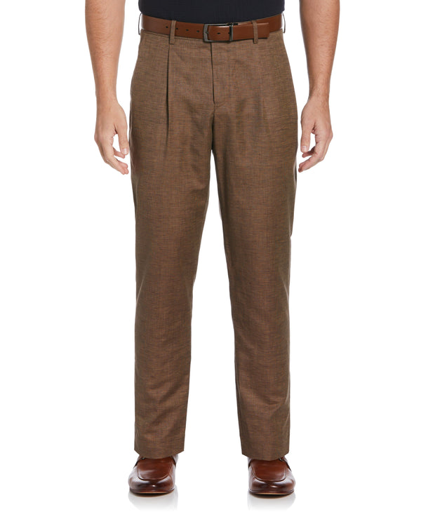 perry ellis Tapered Fit Pleated Pants Coconut Shell