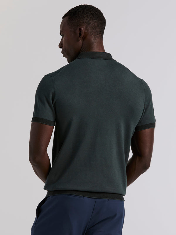 Perry Ellis Tech Knit Contrast Sweater Polo Magical Forest