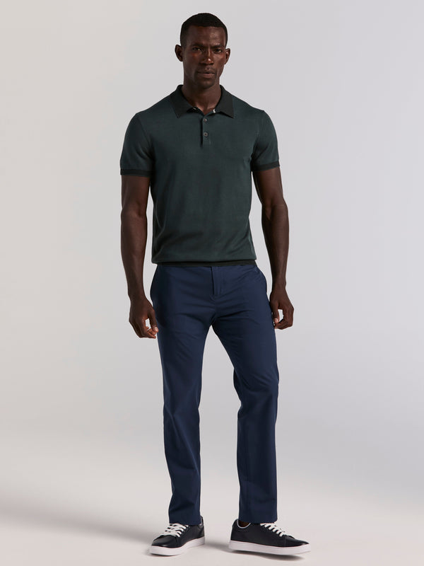 Perry Ellis Tech Knit Contrast Sweater Polo Magical Forest