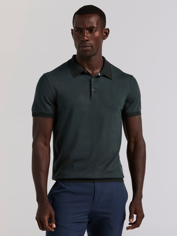 perry ellis Tech Knit Contrast Sweater Polo Magical Forest