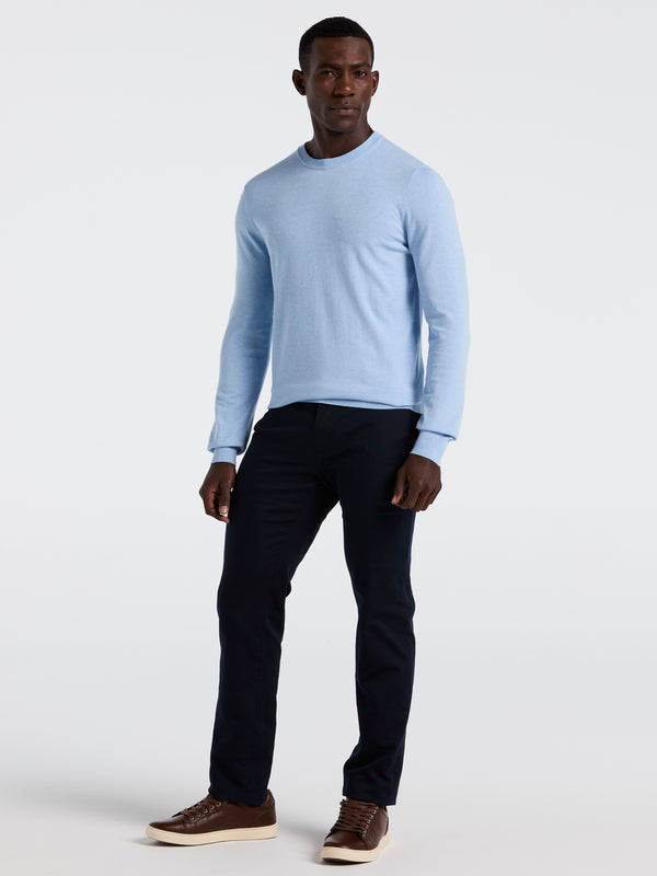 Perry Ellis Tech Knit Crew Neck Sweater Kentucky Blue Heather