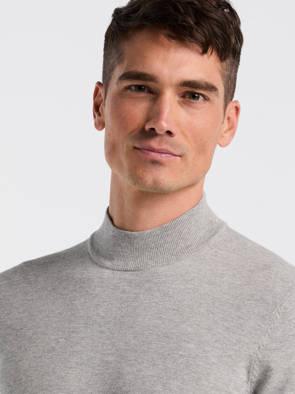 Perry Ellis Tech Knit Mock Neck Sweater Quiet Gray Heather