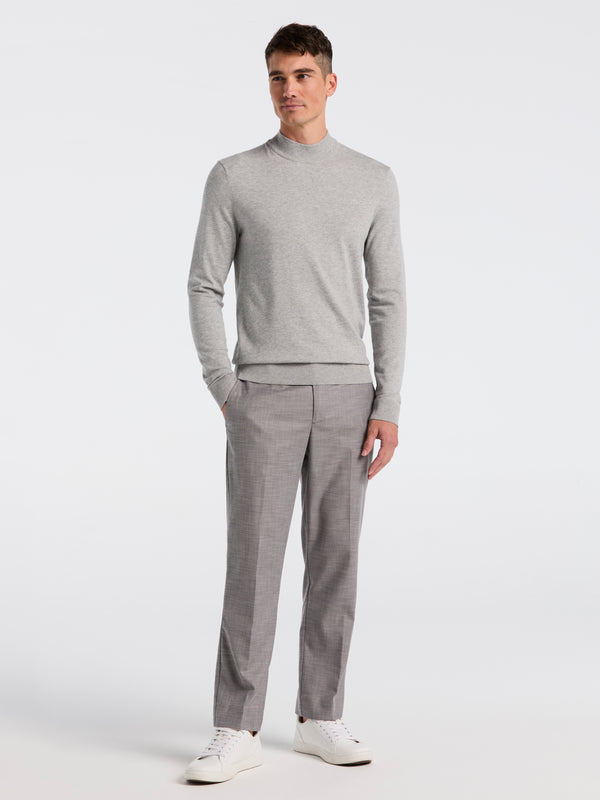 Perry Ellis Tech Knit Mock Neck Sweater Quiet Gray Heather