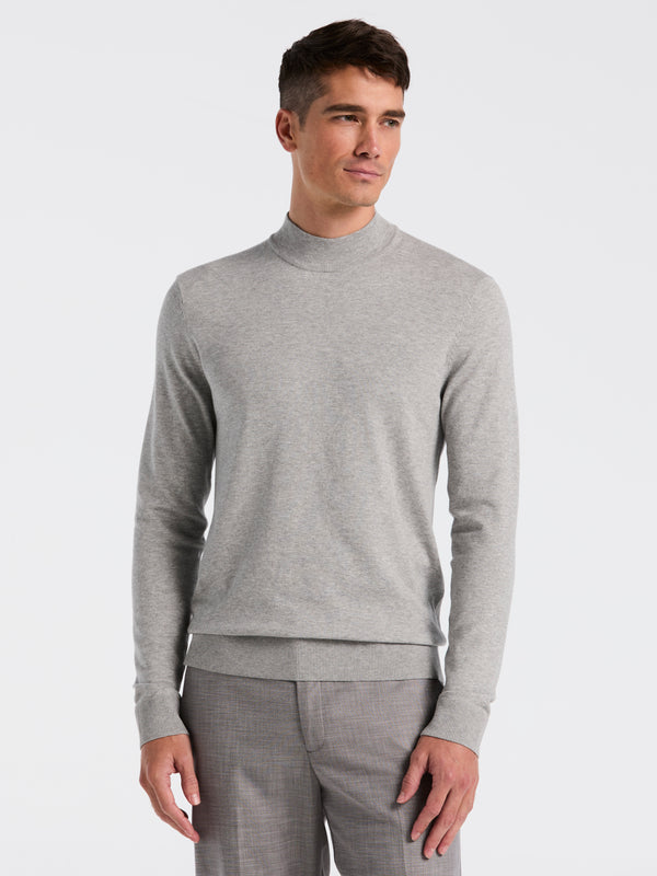 perry ellis Tech Knit Mock Neck Sweater Quiet Gray Heather