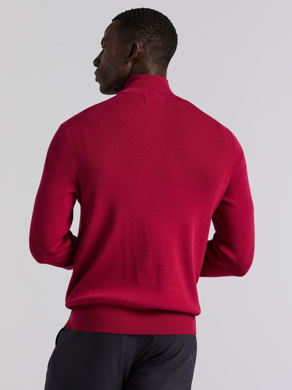 Perry Ellis Tech Knit Quarter Zip Sweater Rumba Red