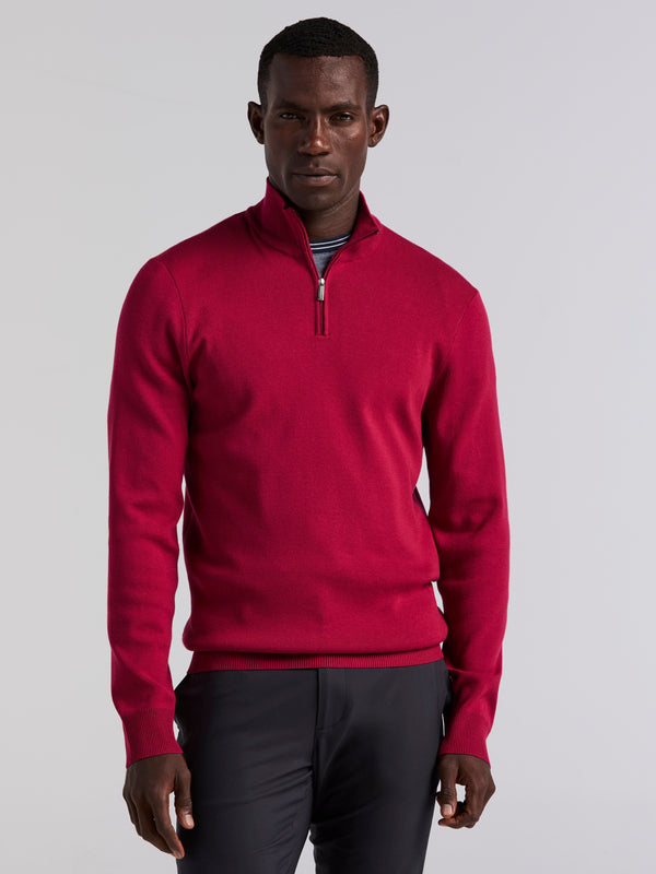 perry ellis Tech Knit Quarter Zip Sweater Rumba Red