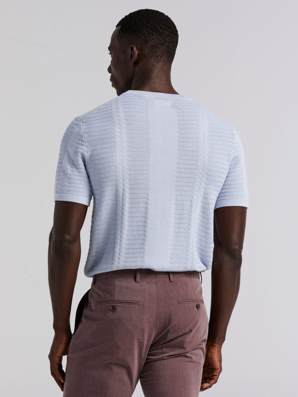 Perry Ellis Textured Stripe Crew Neck Sweater Tee Kentucky Blue