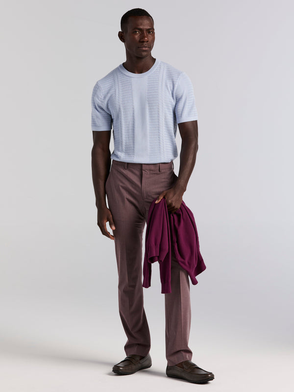 Perry Ellis Textured Stripe Crew Neck Sweater Tee Kentucky Blue