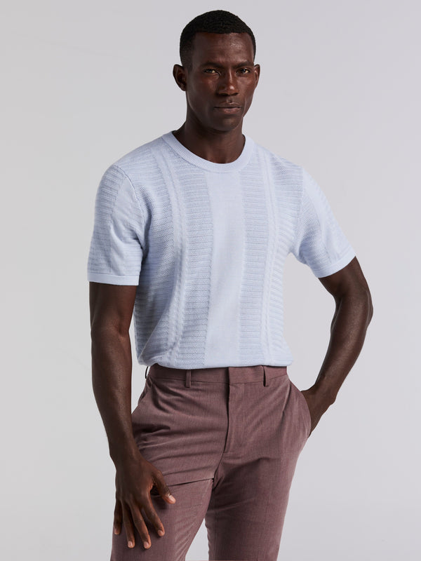 perry ellis Textured Stripe Crew Neck Sweater Tee Kentucky Blue