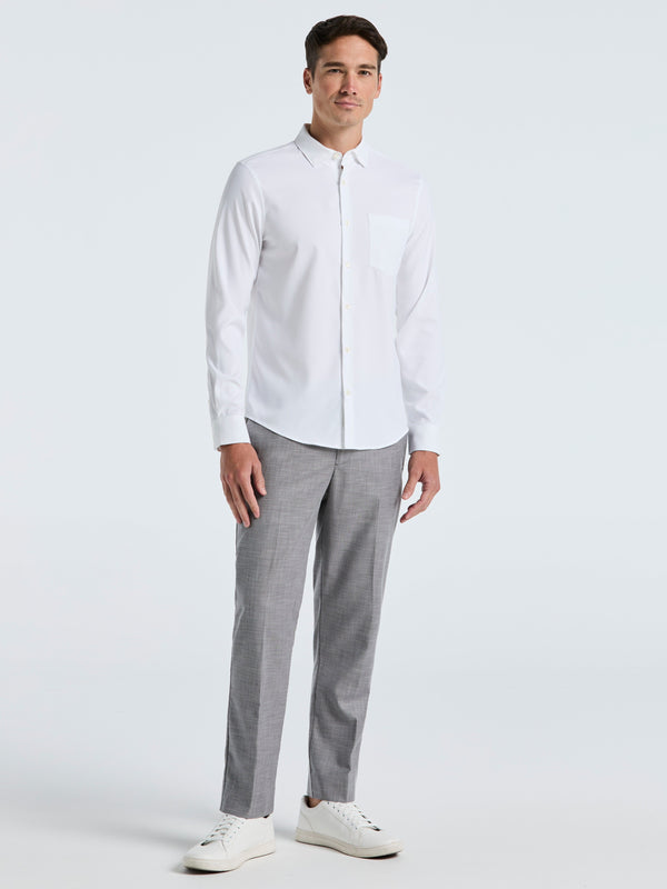 Perry Ellis Untucked Total Stretch Slim Fit Solid Shirt Bright White