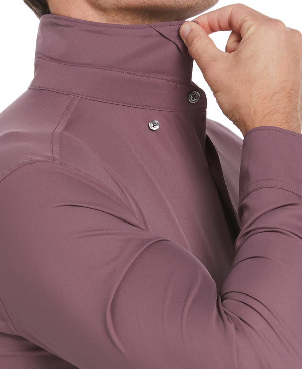 Perry Ellis Untucked Total Stretch Slim Fit Solid Shirt - Purple Flint