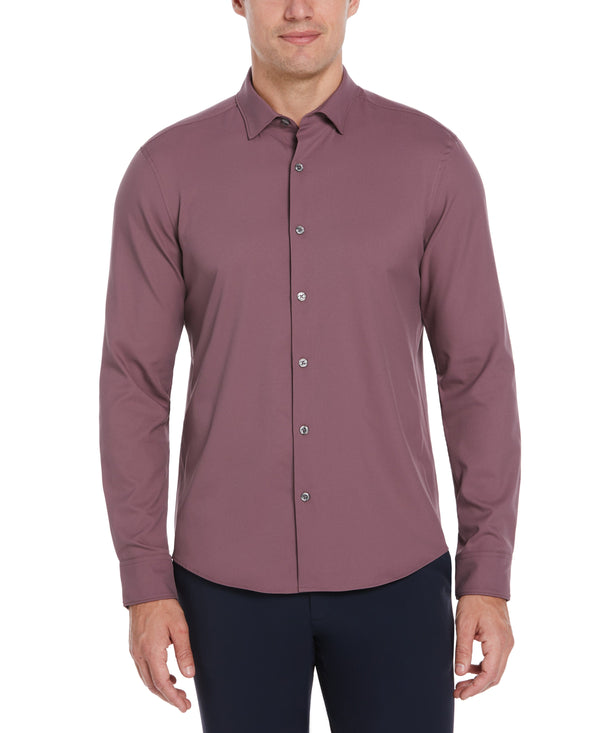 perry ellis Untucked Total Stretch Slim Fit Solid Shirt - Purple Flint
