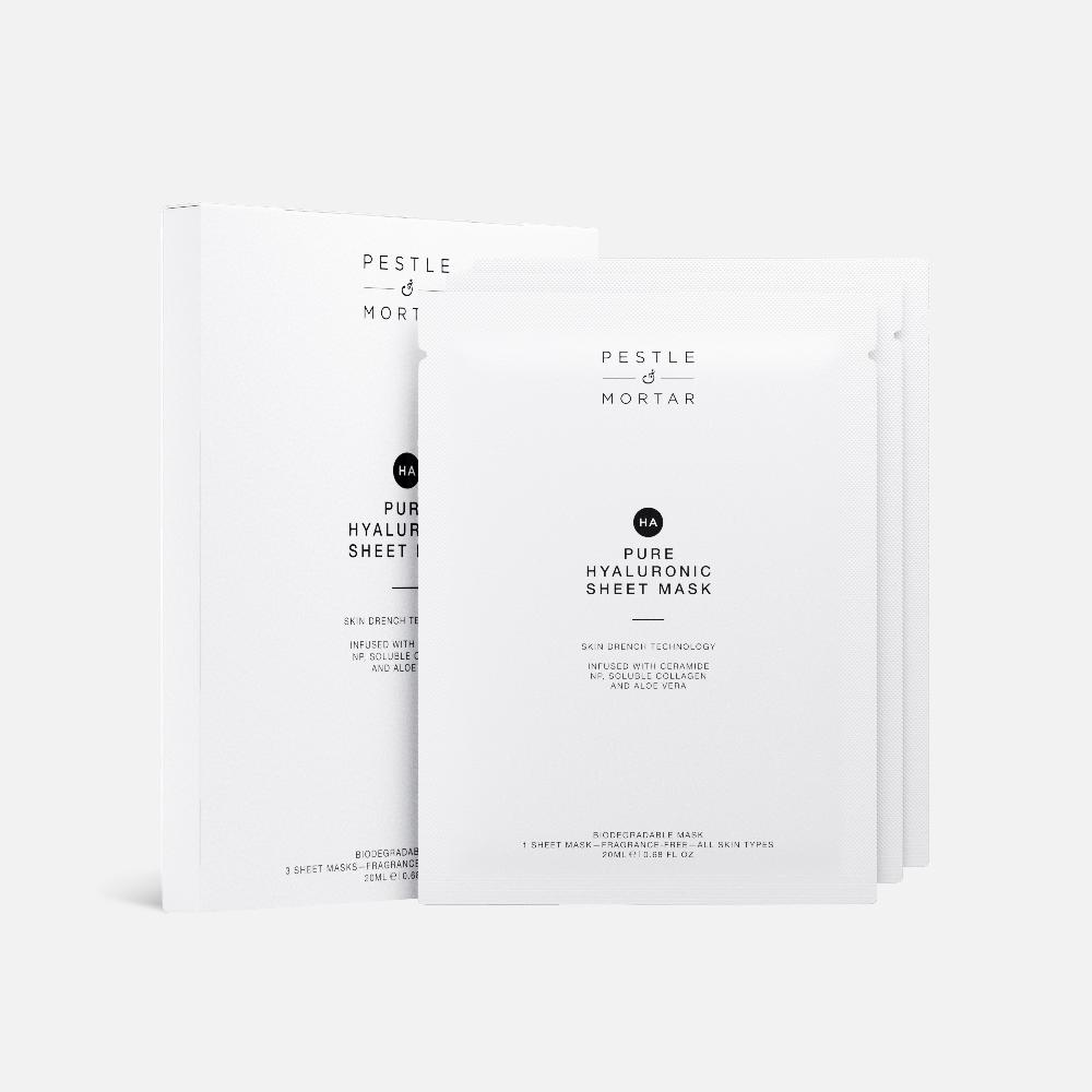 Pestle & Mortar Pure Hyaluronic Sheet Mask 3 Sheet Masks Per Box